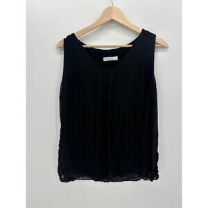Gigi Moda Womens Black Silk Tank Size Large Made in Italy Lined Casual Minimal